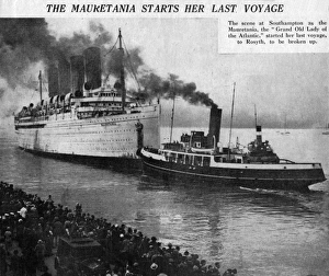 RMS Mauretania leaving Southampton for the last time