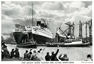 1934 Gallery: RMS Queen Mary leaving Clyde shipyards, near Glasgow