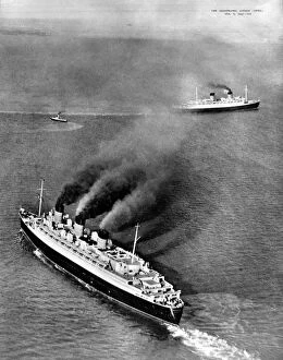 Atlantic Gallery: R.M.S. Queen Mary and R.M.S. Queen Elizabeth, off Cowes