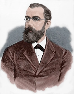 Robert Koch (1843-1910). Engraving. Colored Robert Koch (1843-1910). Engraving. Colored