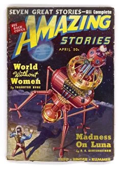 Robot Saves Humanity, Amazing Stories Scifi Magazine Cover