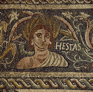 Roman mosaic. Female figure depicting the Spring (Hestas). 4 Roman mosaic. Female figure depicting the Spring (Hestas). 4