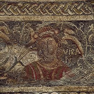 Roman mosaic. Female figure depicting the Summer. 4th centur