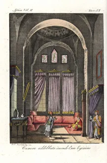 Room decorated in the Egyptian style, early 19th century Room decorated in the Egyptian style, early 19th century