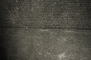 The Rosetta Stone. Demotic and Greek scripture The Rosetta Stone. Demotic and Greek scripture