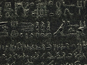 The Rosetta Stone. Hieroglyphical and demotic scripture The Rosetta Stone. Hieroglyphical and demotic scripture