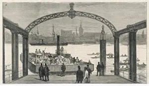Victorian Era Transportation Prints: Rotherhithe Ferry 1877