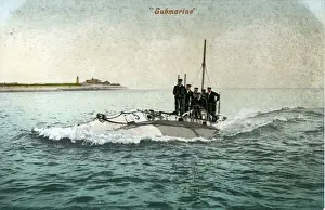 Royal Navy on a Submarine Print, 1910s