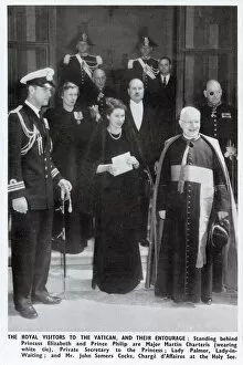 Cocks Gallery: The Royal Visit to the Vatican - standing behind Princess Elizabeth