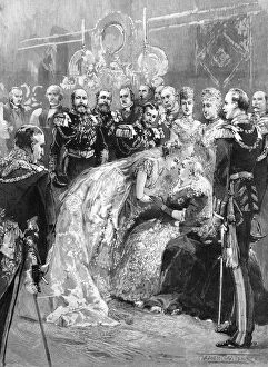 Royal wedding 1893 - Queen Victoria congratulates the bride