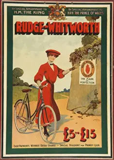Prints of A brightly coloured advertising card for Rudge-Whitworth bicycle company based in Coventry Coventry Prints: Rudge Whitworth Bicycles Advertising Print 1900s