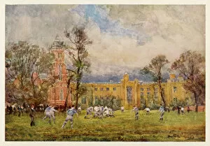 Rugby Collection: Rugby School with pupils playing rugby