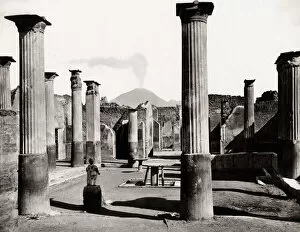 Vesuvius Gallery: Ruins at Pompeii, with Mount Vesuvius in the background