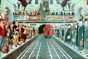 Rush Gallery: Rush hour at a London tube station, by A. W. Wilson