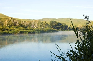 Russia - Morning mist over river Sakmara - a tributary Russia - Morning mist over river Sakmara - a tributary