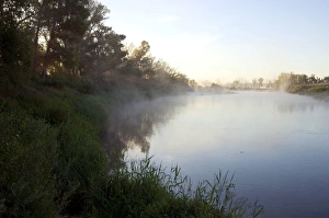 Russia - morning mist at a sunrise on a river Sakmara Russia - morning mist at a sunrise on a river Sakmara