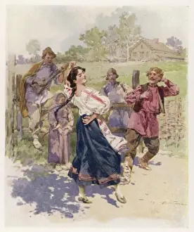 Prints of A peasant dance in Little Russia (southwest Russia, including Ukraine) Dance Prints: Russian Peasant Dance Print