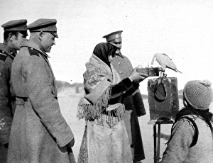 Russian soldiers seeking to know the future: A Gispys parakeet telling the mens fortunes at Russian soldiers seeking to know the future: A Gispys parakeet telling the mens fortunes at
