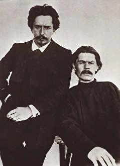 Russian writers Leonid Nikolaievich Andreyev and Maxim Gorky Russian writers Leonid Nikolaievich Andreyev and Maxim Gorky