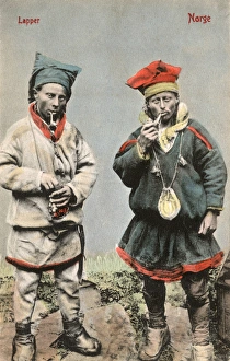 Two Saami Men smoking their pipes - Norway Two Saami Men smoking their pipes - Norway