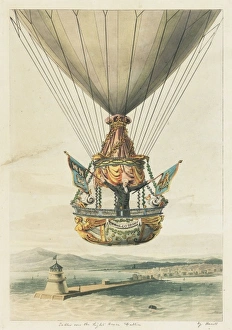 Sadler in balloon above Dublin, Ireland Sadler in balloon above Dublin, Ireland