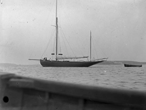 Sailing boat off Fishguard, Pembrokeshire, South Wales Sailing boat off Fishguard, Pembrokeshire, South Wales