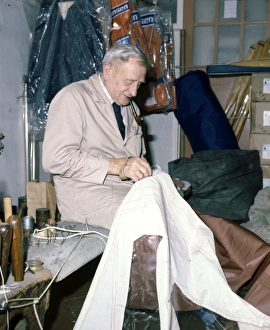 Sailmaker at work, Penzance, Cornwall Sailmaker at work, Penzance, Cornwall