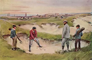 In the Sand Print 1902: A gentleman trapped in sand dunes