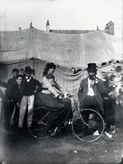 Sangers Circus cyclist, Haverfordwest, South Wales Sangers Circus cyclist, Haverfordwest, South Wales