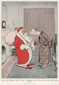H.M. Bateman's Santa Caught by Tax Inspector Print