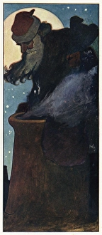 Santa Claus climbing into a chimney by Charles Robinson Santa Claus climbing into a chimney by Charles Robinson