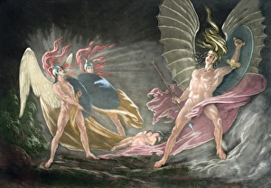 Satan tempts Eve in the dream. Paradise Lost by John Milton Satan tempts Eve in the dream. Paradise Lost by John Milton