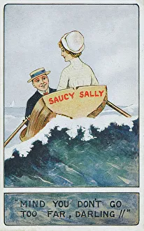 Holidaymakers Gallery: Saucy and silly seaside postcard with cheeky caption