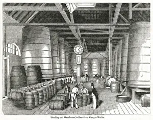 Scene inside a vinegar and wine factory, South London Scene inside a vinegar and wine factory, South London