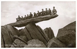 Outcrop Gallery: Schoolboys sitting on The Table Rock, Glyder Fach, Snowdon