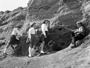 Schoolchildren on Red Crag, Walton-on-the-Naze, Essex Schoolchildren on Red Crag, Walton-on-the-Naze, Essex