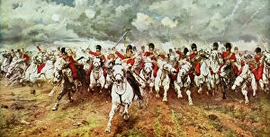 Related Images Collection: Scots Greys charge at the Battle of Waterloo
