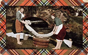 Two Scotswomen washing clothes by a river Two Scotswomen washing clothes by a river