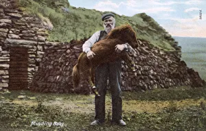 Scottish Crofter and young pony - Shetland Islands, Scotland Scottish Crofter and young pony - Shetland Islands, Scotland