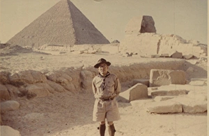 Scout leader in front of pyramid, Egypt Scout leader in front of pyramid, Egypt