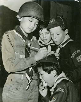Scout Patrol Leader Willie Chun signing autographs Scout Patrol Leader Willie Chun signing autographs