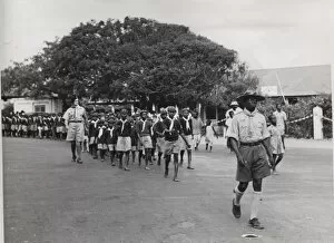 Scouts and cubs marching, Accra, Ghana, West Africa