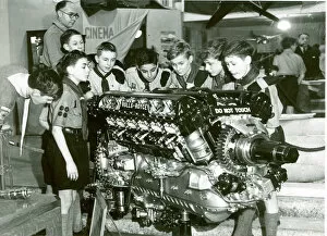 Images Dated 29th July 2011: Scouts with a Rolls-Royce engine