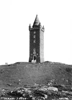 Prints of Scrabo Tower - a vertical front view of the tower. (Location: Northern Ireland; County Down; Newtownards). Date: circa early 1900s Down Prints: Scrabo Tower Print - Northern Ireland, circa early 1900s