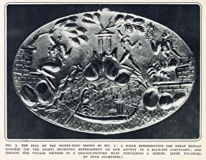The seal of a royal Minoan signet ring found at Knossos in Crete. Date: 1931 The seal of a royal Minoan signet ring found at Knossos in Crete. Date: 1931