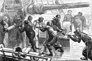 Seamen casting the log, Atlantic Ocean, 1870 Seamen casting the log, Atlantic Ocean, 1870