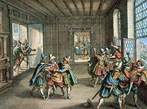 Second Defenestration of Prague, 1618. Engraving coloration Second Defenestration of Prague, 1618. Engraving coloration