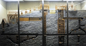 Section of an underground mine. Model of a team in the secon Section of an underground mine. Model of a team in the secon