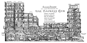 Drawing Prints: A Sectional Drawing of The Empress Club, 13 Berkeley Street Print