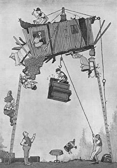 Humorous Gallery: Self-Help in War Time by Heath Robinson Building a Bungalow